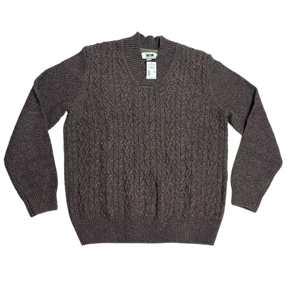 JOSEPH ABBOUD Mens XL Wool Blend Cable Knit Shawl Neck Sweater Burgundy Menswear